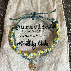 Pura Vida Sunflower Bracelet Set with dust bag
